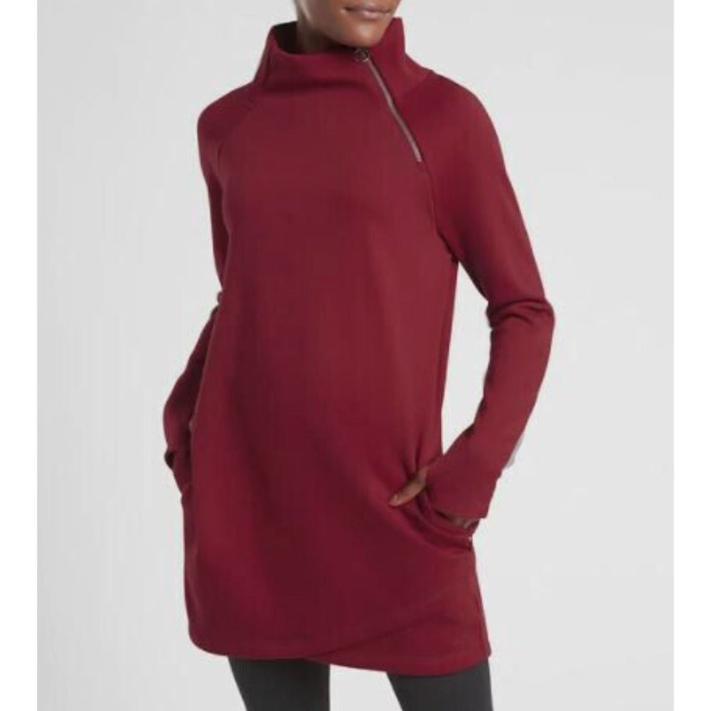 Athleta Cozy Karma Tunic Dress with Zip Collar